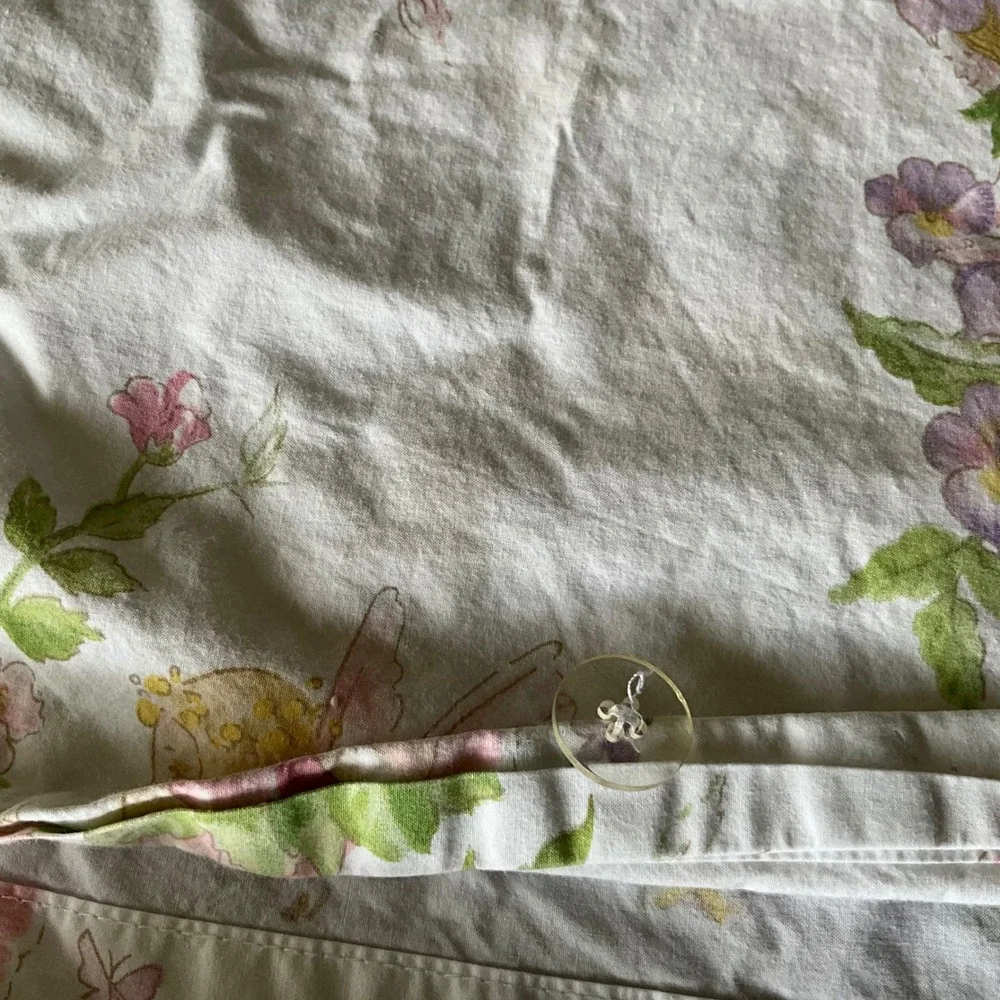 Vintage Garden Fairy Floral Duvet Cover Pink Whimsical Cottagecore Fairycore